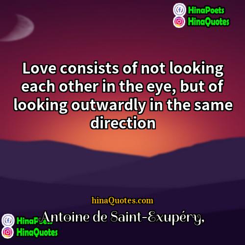 Antoine de Saint-Exupéry Quotes | Love consists of not looking each other